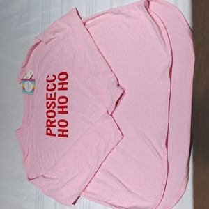 Cabana BY CROWN & IVY 1X PINK PROSECC HO HO HO BABY TERRY TEE 3/4 SLEEVE NWT